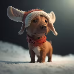 the small dog wearing a hat is smiling
