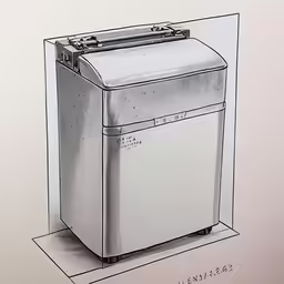 an image of a small ice maker with drawing in it