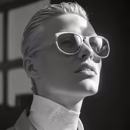 the young man with his eye glasses on
