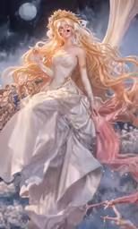 a woman dressed like a fairy flying in the sky