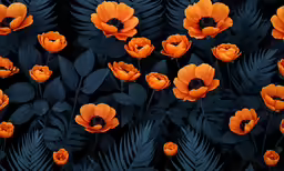 a close up view of flowers with leaves on the sides