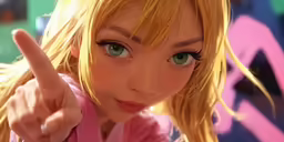 a anime - like doll giving the thumbs up sign