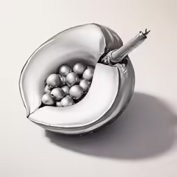 a banana is shown with silver ornaments in it