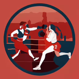 illustration of two men in ring boxing,two people are running towards each other