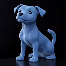 the blue dog is posed on a black surface