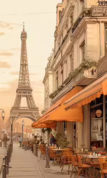 there is an image of a european city with eiffel tower in the background
