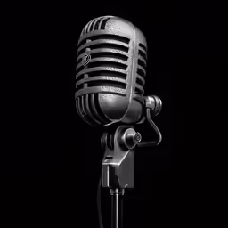 a very black and white photo of a microphone
