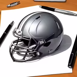 a drawing of a football helmet on a piece of paper