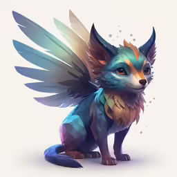 an illustration of a wolf with colorful wings