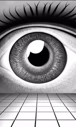 an eye looking into the distance with tiles