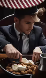 a man in a turban making a plate of food