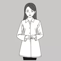 woman wearing white coat with hands in the pockets