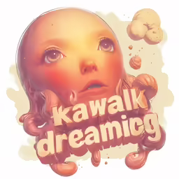 the words kawaik dreaming are printed in bright, orange and brown with a head shaped
