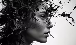 a woman with lots of black stuff in her hair