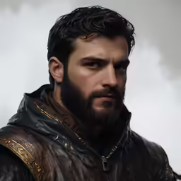 this is a close up of a male in leather jacket