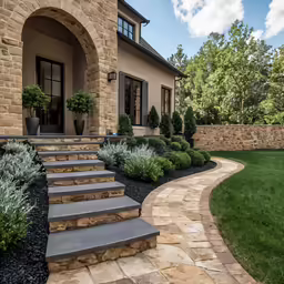 landscaping in the front yard of a house