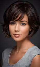 an attractive woman with short hair posing for a photo