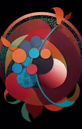 the design for a poster featuring colorful shapes and circles