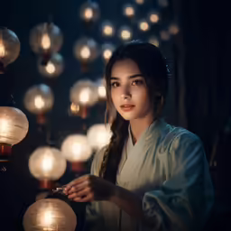 a woman is holding a candle in her hand