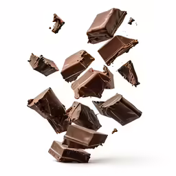 an image of chocolates falling with chocolate pieces