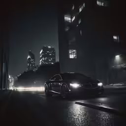 the city in the night lights shine through the fogy windows