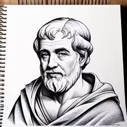 a drawing of an old man with a white beard