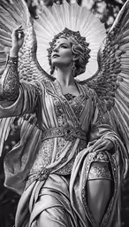 the statue of a woman with wings on top