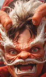 the person is making a crazy face with his hands