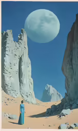 a painting of a desert landscape with clouds and sand