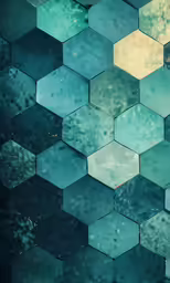 abstract hexagons arranged as wallpaper in teal and aqua