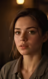 a young woman is photographed in the dim light