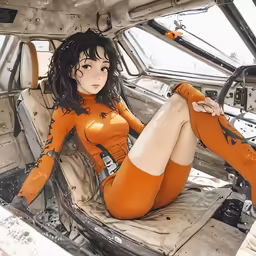 an animation of a woman in orange