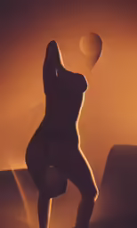 a photo of a woman in the shadow of a large object