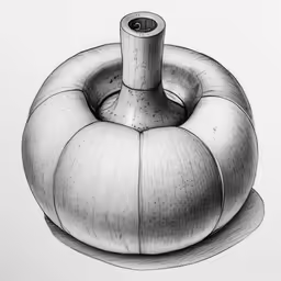 a drawing of a gray, black and white object
