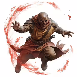 a man in an old time costume is flying through the air