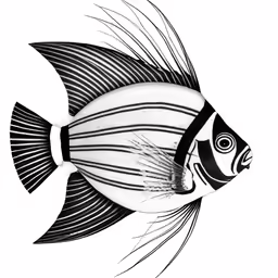 a black and white fish with long black tails