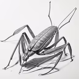 a black and white photo of a praying insect