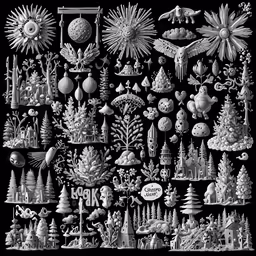 a black and white drawing of the winter forest