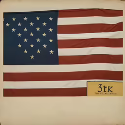 an old antique american flag that is displayed in the museum