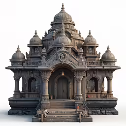 an elaborate building with an entry way to a terrace