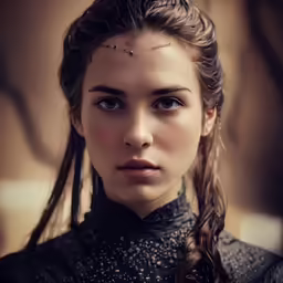 a close up of a female with hair and braids