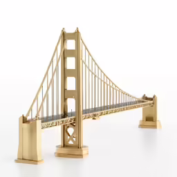 golden gate bridge miniature replica on a white background