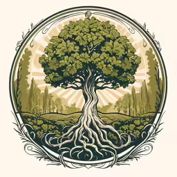 a tree with roots in the middle of it