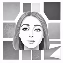 an artistic drawing of a woman with a white background