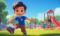 an animated cartoon character kicking a soccer ball