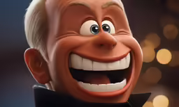 the head of a smiling, animated face of an older man