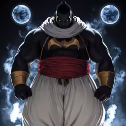 a man with cape standing in the moonlight