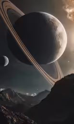 two saturnes are shown in the night sky