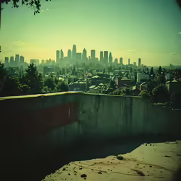 a picture of the city taken from a hill