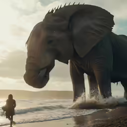 there is an elephant at the edge of the water